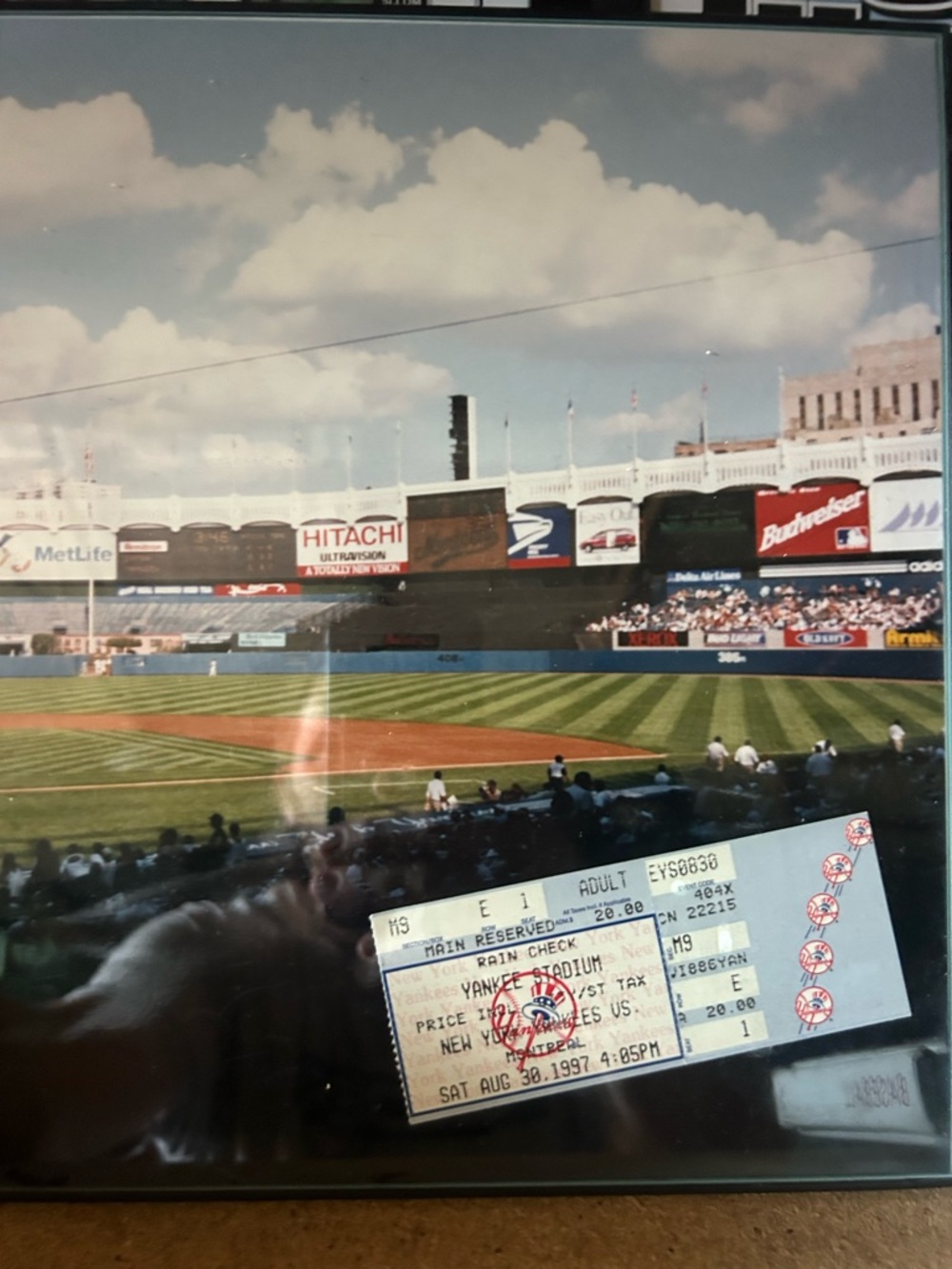 Vintage New York Yankees Stadium Ticket Display - Blue & Green